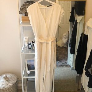 Cream linen jumpsuit